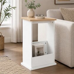 Space-Saving Side Table with Magazine Rack for Your Home