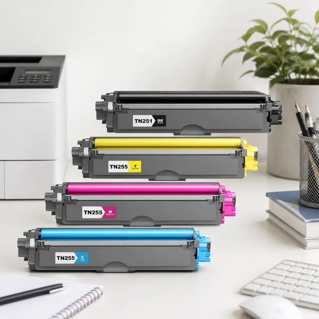 Toner Cartridge 4 Pack Black Cyan Magenta Yellow Combo Set Compatible with Brother TN-251 Series Printers