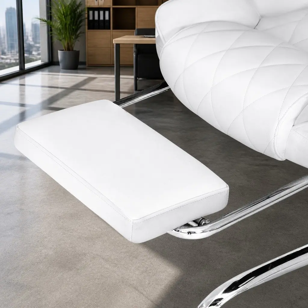 White Executive Office Chair with Footrest High-Back Reclining Desk Seat
