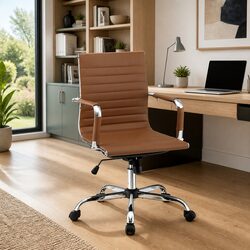 Office Conference Chair Mid Back PU Leather Adjustable Height Tilt Rotation