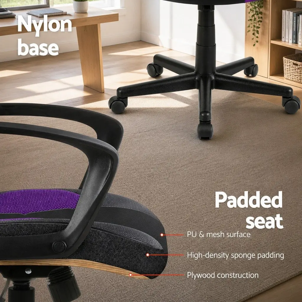 Gaming Office Chair Purple High-Back Adjustable Height Swivel 360-Degree Tilt Function