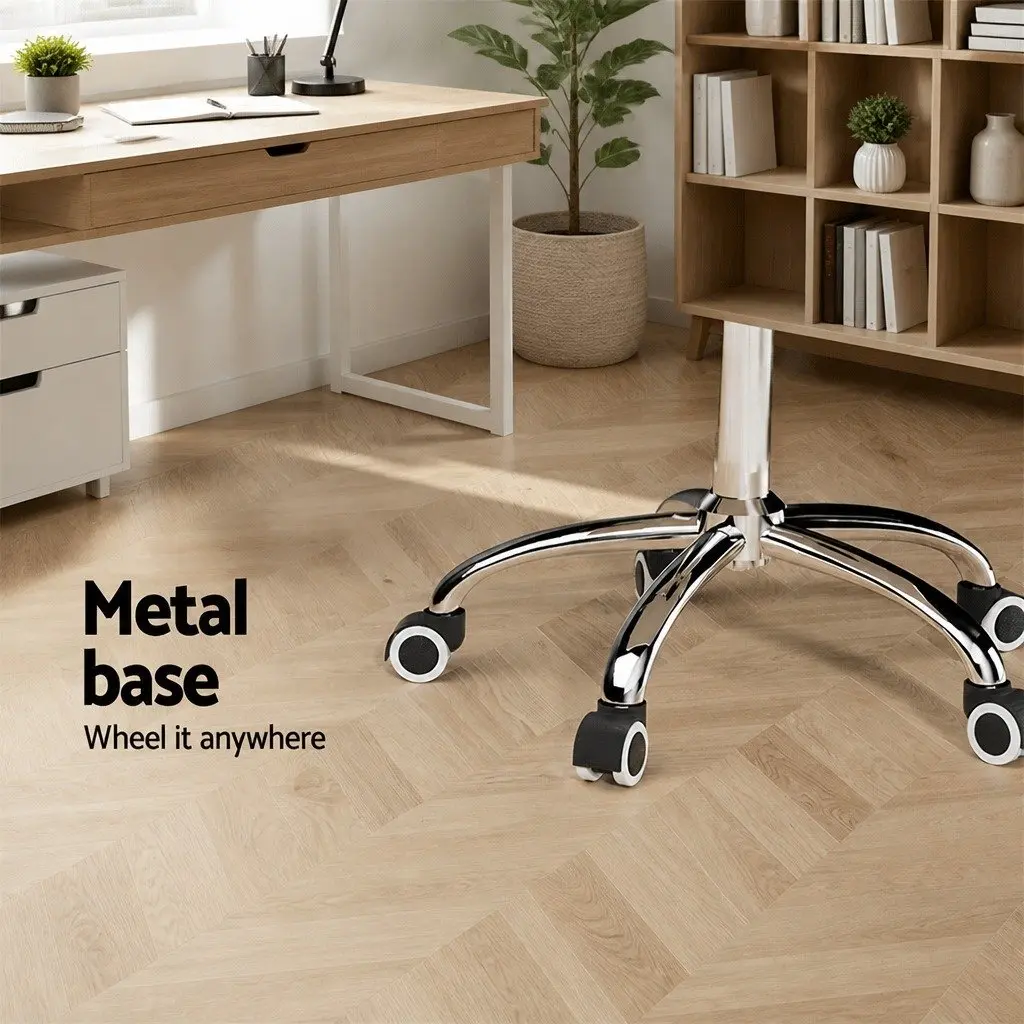Office Chair Low Back Rotatable Height Adjustable PU Leather White for Home and Office