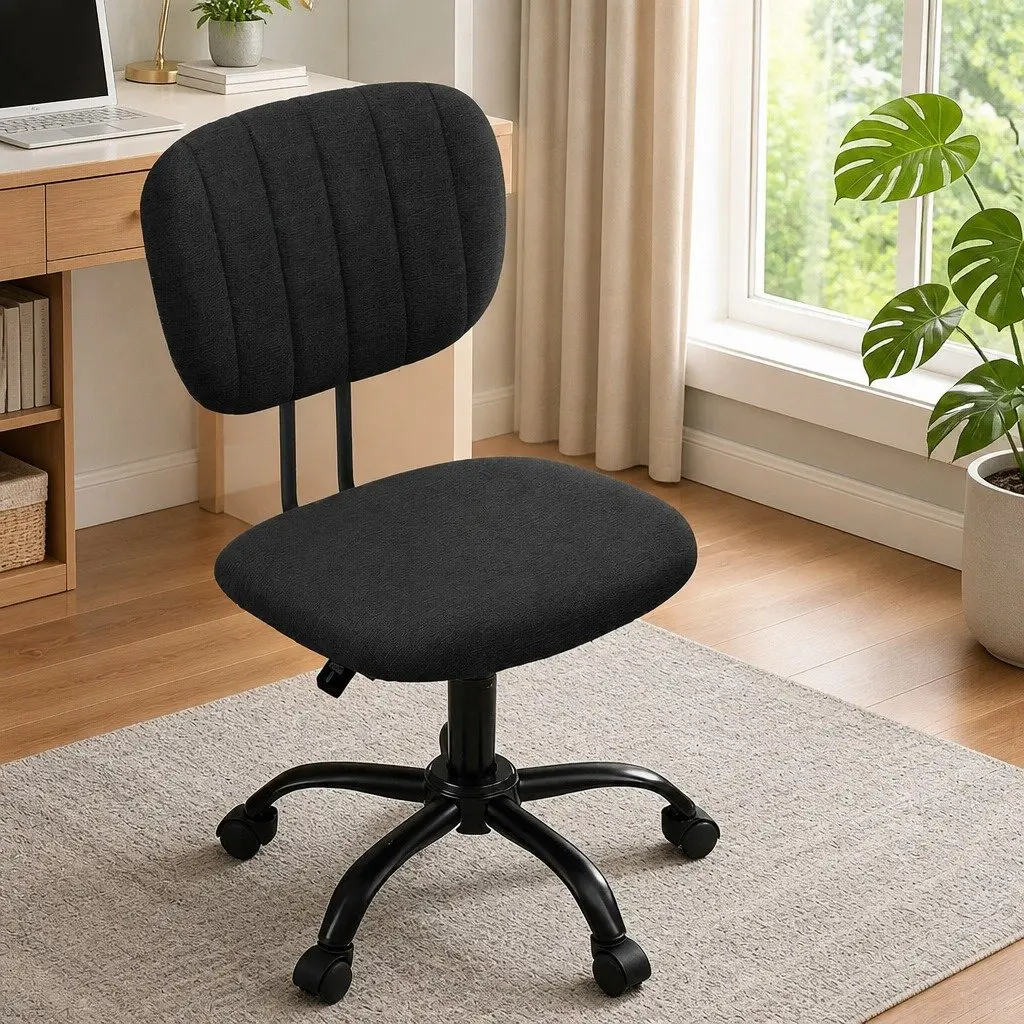 Armless Office Chair with Wheels 360° Swivel Height Adjustable Ergonomic Task