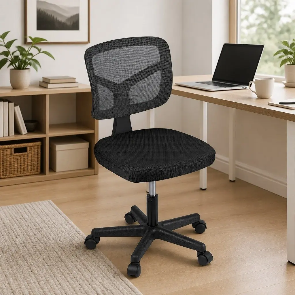 Armless Office Chair 360° Swivel Height Adjustable Ergonomic Mesh Back