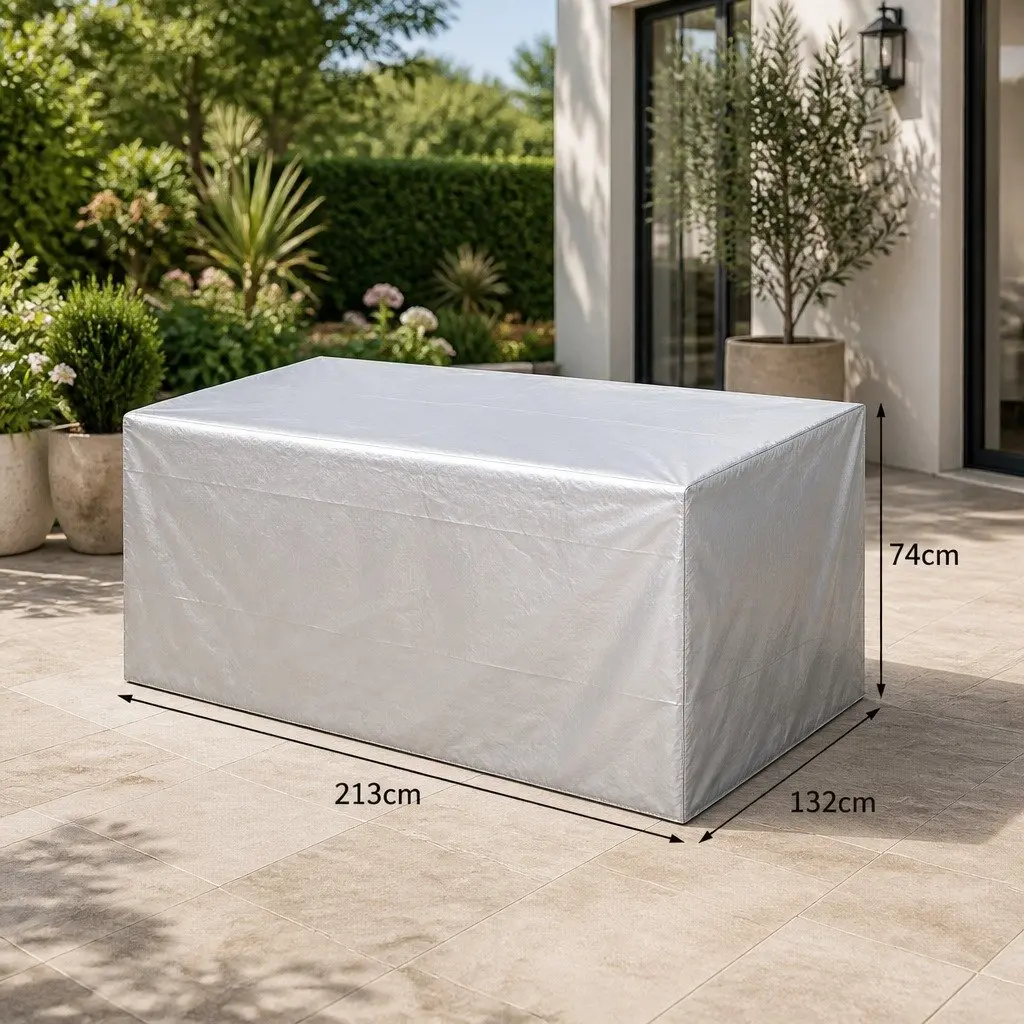 Outdoor Furniture Cover 213cm x 132cm x 74cm Waterproof UV Resistant Silver