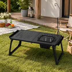 Portable Charcoal BBQ Grill Table Foldable Camping Outdoor Cooking Station