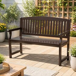 Outdoor Garden Bench 2 Seater Wooden Lounge Chair Patio Furniture Brown