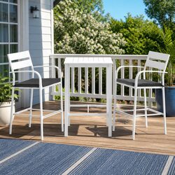 Outdoor Bar Set 3-Piece Dining Chairs Table Patio Bistro Stools White