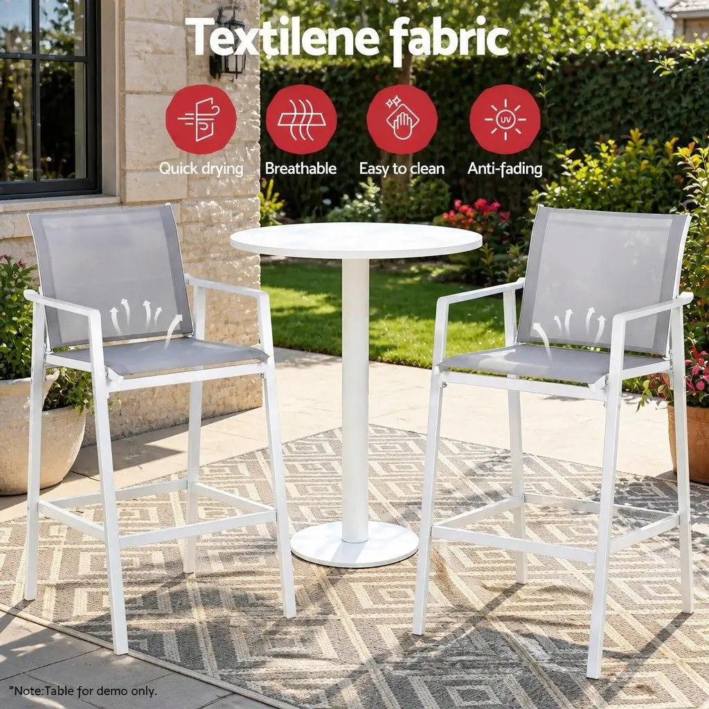 Outdoor Bar Stools Dining Chairs Patio Furniture Garden Steel Textilene White