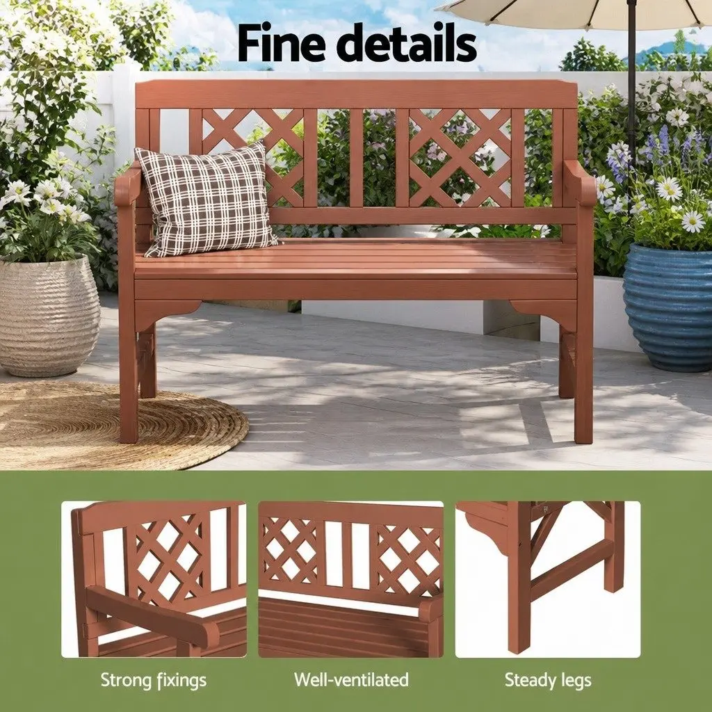 Outdoor Garden Bench 2 Seat Wooden Chair Patio Furniture Lounge Natural Wood