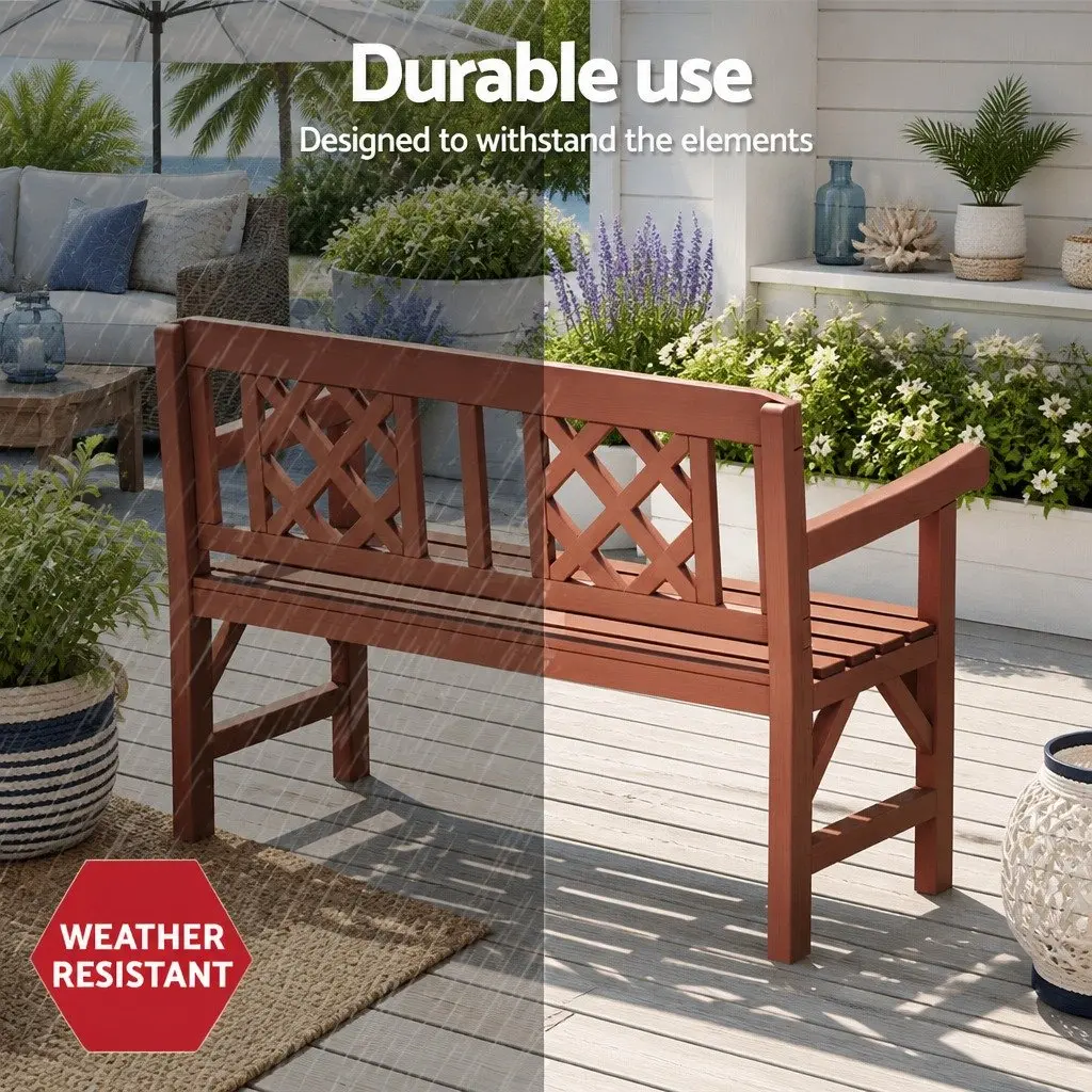 Outdoor Garden Bench 2 Seat Wooden Chair Patio Furniture Lounge Natural Wood