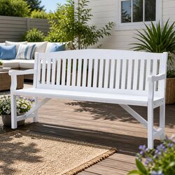 5FT 3 Seat Outdoor Wooden Garden Bench Patio Furniture Chair Brown