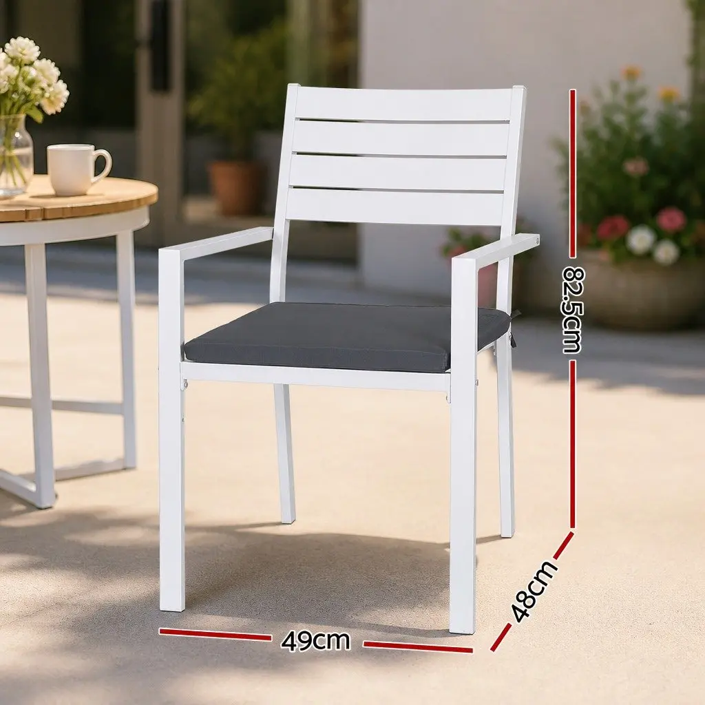 4PC Outdoor Dining Chairs Stackable Lounge Patio Furniture White Set
