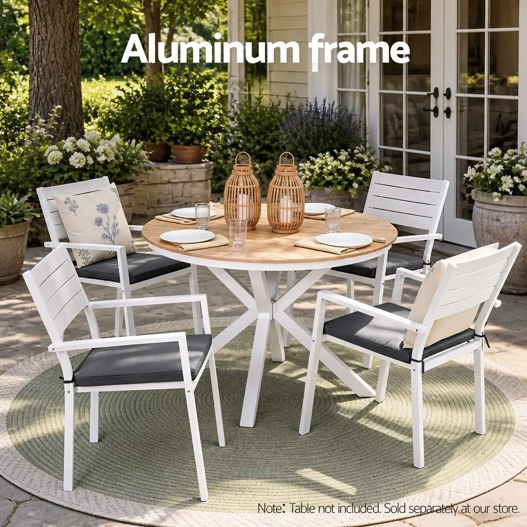 4PC Outdoor Dining Chairs Stackable Lounge Patio Furniture White Set