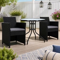 Elegant 3PC Outdoor Bistro Set with Cushions