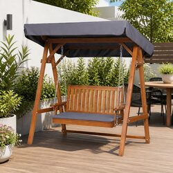 Swing Chair Garden Bench Canopy 2 Seater Outdoor Furniture Wooden Lounger