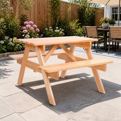 Kids Outdoor Picnic Table and Bench Set Children Wooden Dining Garden Furniture