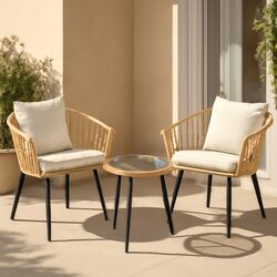 3-Piece Outdoor Lounge Setting Patio Bistro Furniture Table Chairs Garden