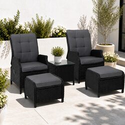 Elevate Your Outdoor Space with 5PC Wicker Recliner Set