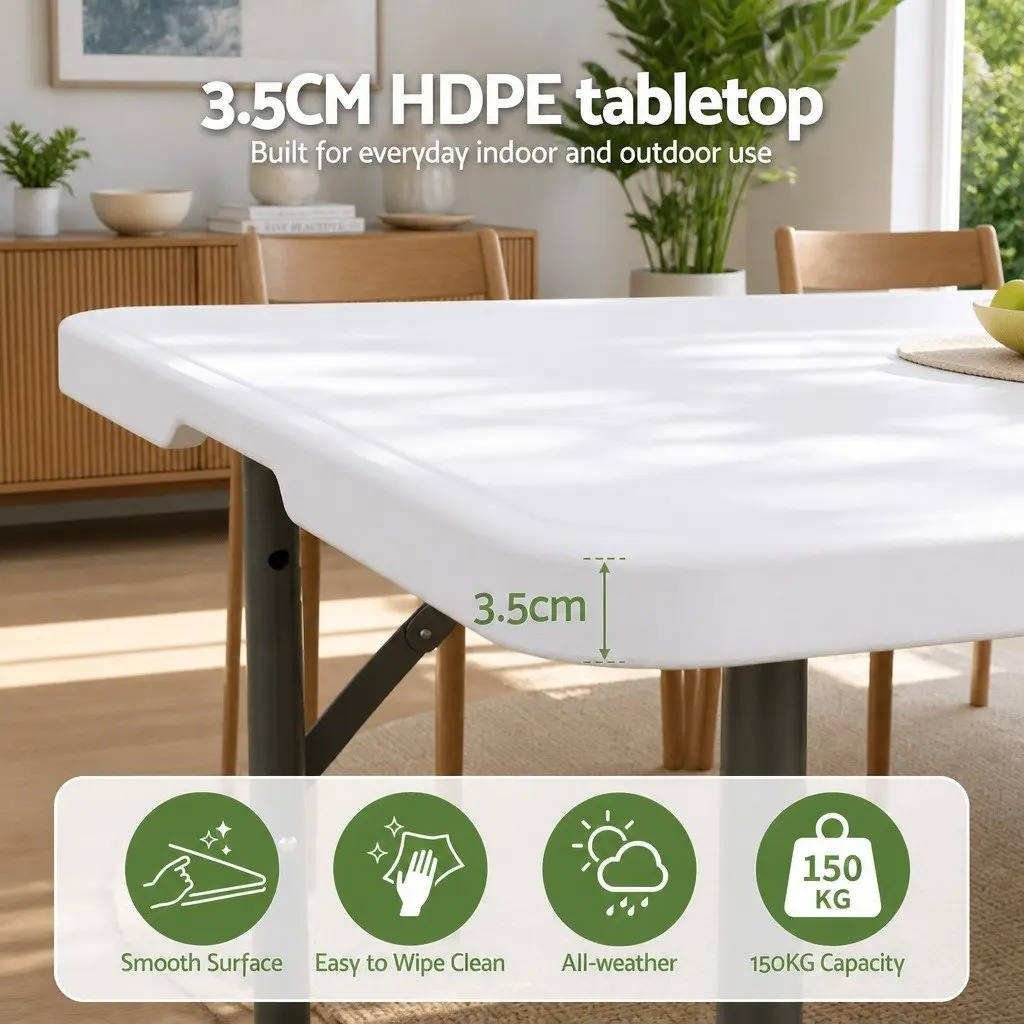 Folding Table 123cm Portable Adjustable Height Outdoor Utility