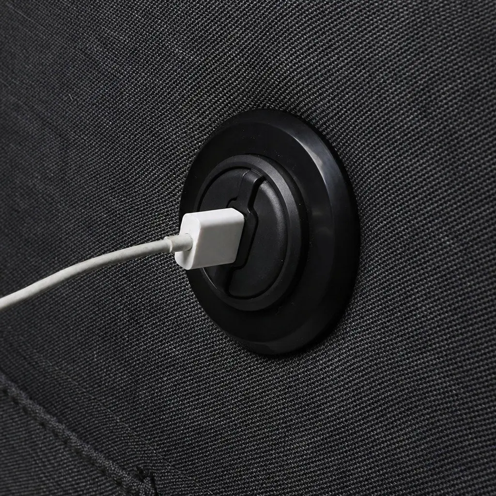 Electric Lift Recliner Chair Black Microfibre Wide Seat Adjustable Backrest USB Charging Cup Holders Side Storage