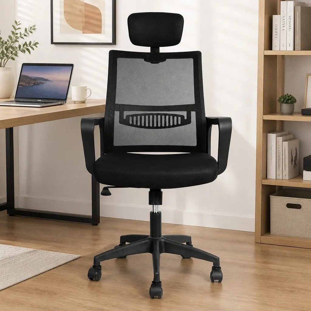 Ergonomic Mesh Office Chair Adjustable Height with Lumbar Support for Comfort and Proper Posture