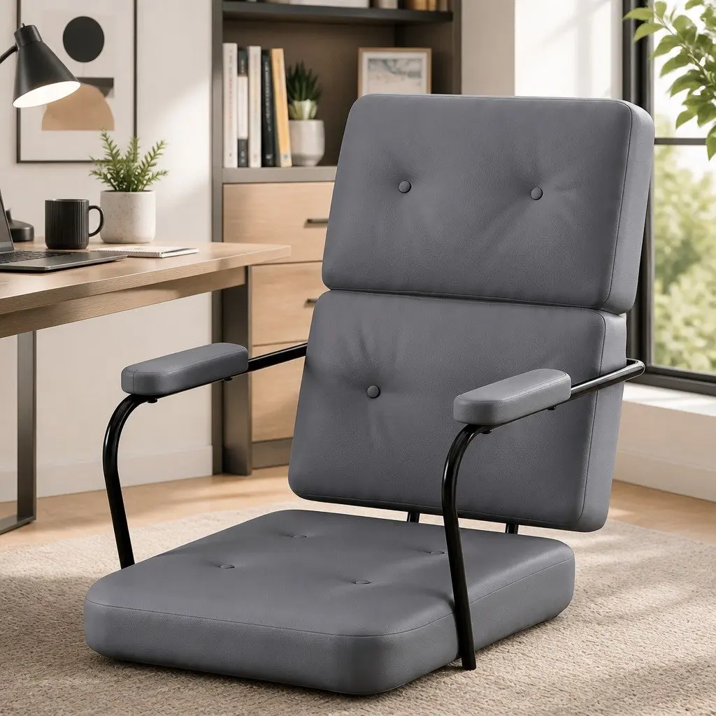 Ergonomic Office Chair PU Leather Computer Desk Chair Adjustable Height Grey