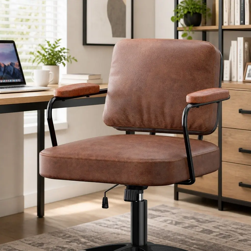 Office Arm Chair Height Adjustable Swivel Executive Computer Desk Seat with Wheels