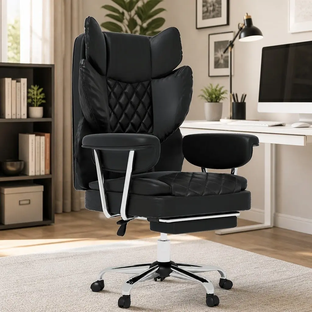 Gaming Office Chair High Back 90-135° Reclining Adjustable Ergonomic Swivel Seat with Lumbar Support