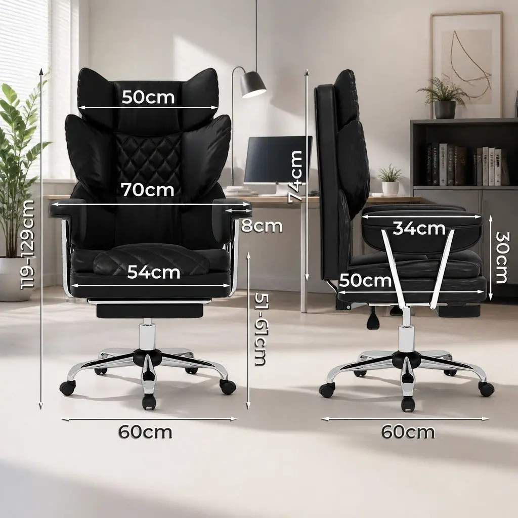 Gaming Office Chair High Back 90-135° Reclining Adjustable Ergonomic Swivel Seat with Lumbar Support