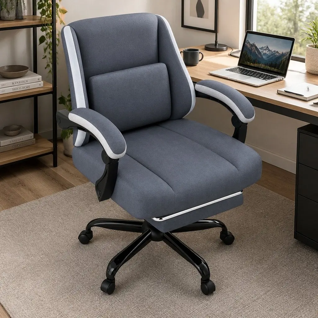 Office Chair High Back Ergonomic Reclining Swivel Desk Seat with Adjustable Lumbar Pillow