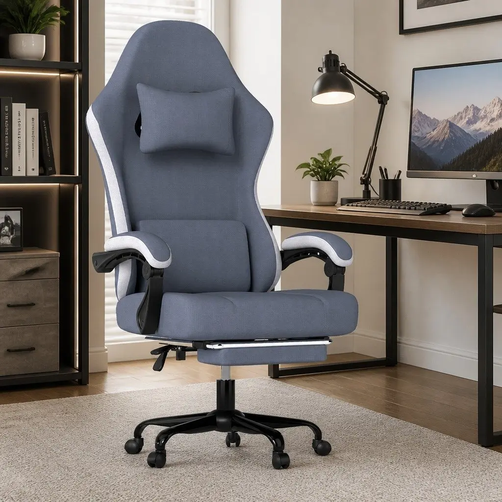 Office Chair High Back Ergonomic Reclining Swivel Desk Seat with Adjustable Lumbar Pillow