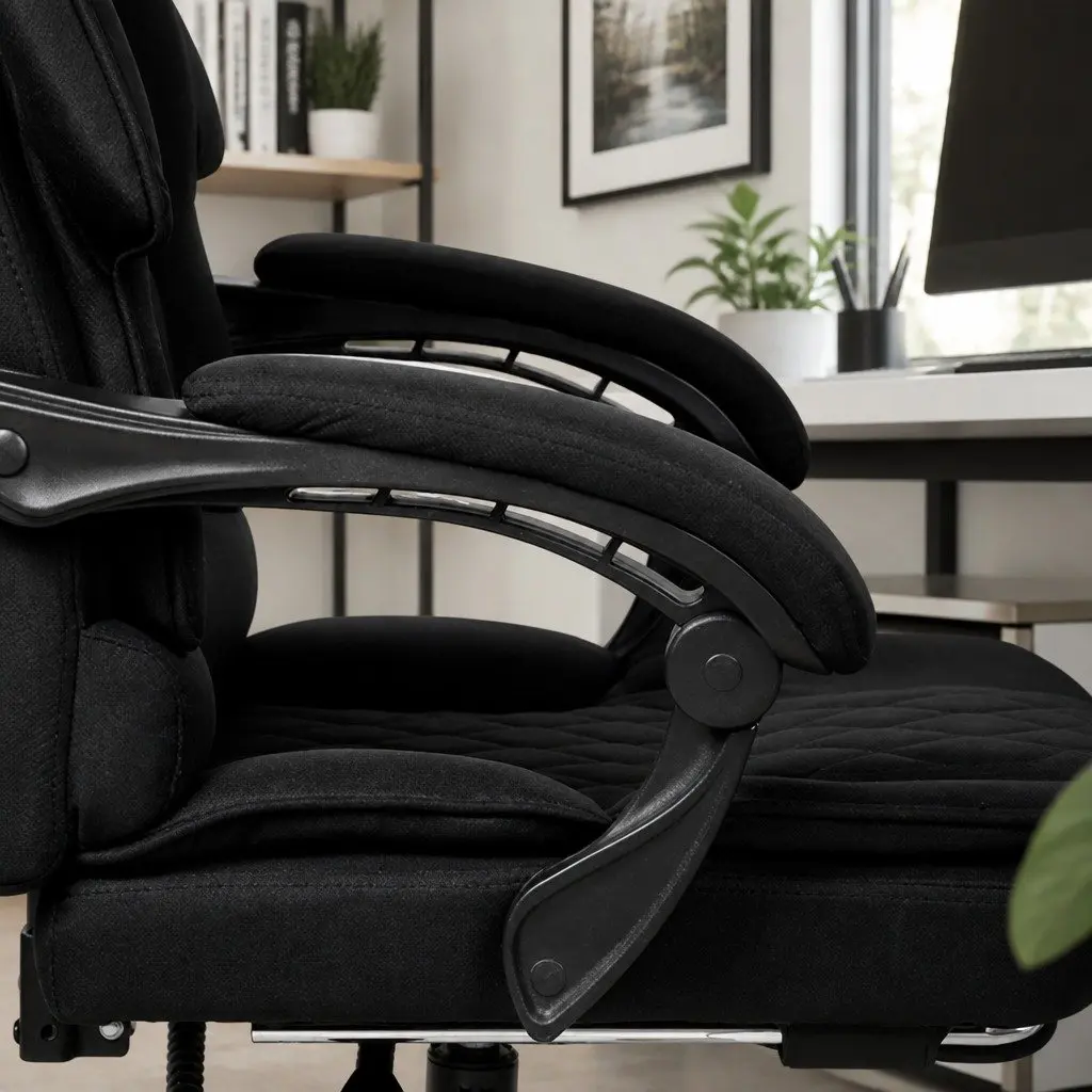 Ergonomic Office Chair High-Back Adjustable Reclining with Footrest 360° Swivel Dark Grey Fabric