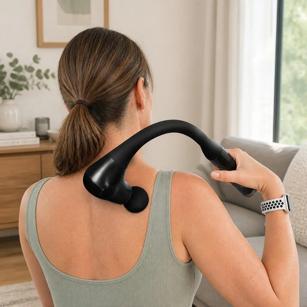 Deep Tissue Massage Gun with Extended Handle and 4 Heads 5 Speed for Effective Muscle Relief and Relaxation