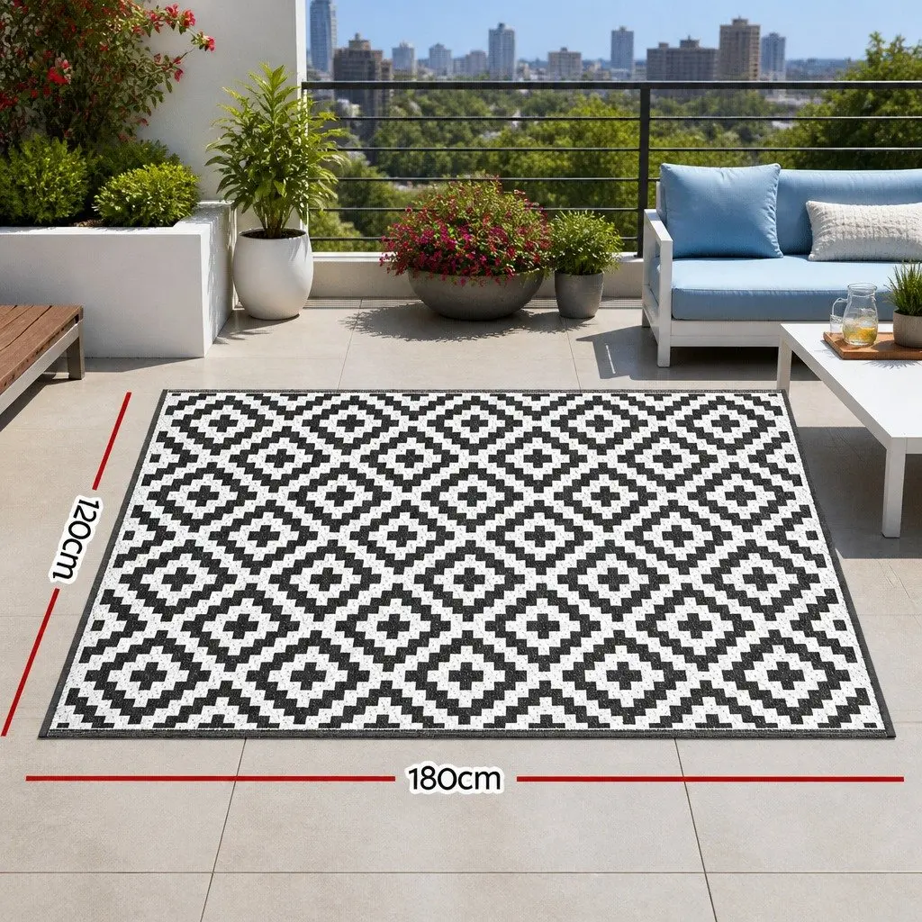 Outdoor Rug 120x180cm Reversible Dual-Sided Weather-Resistant Mat for Patio Garden Camping Beach