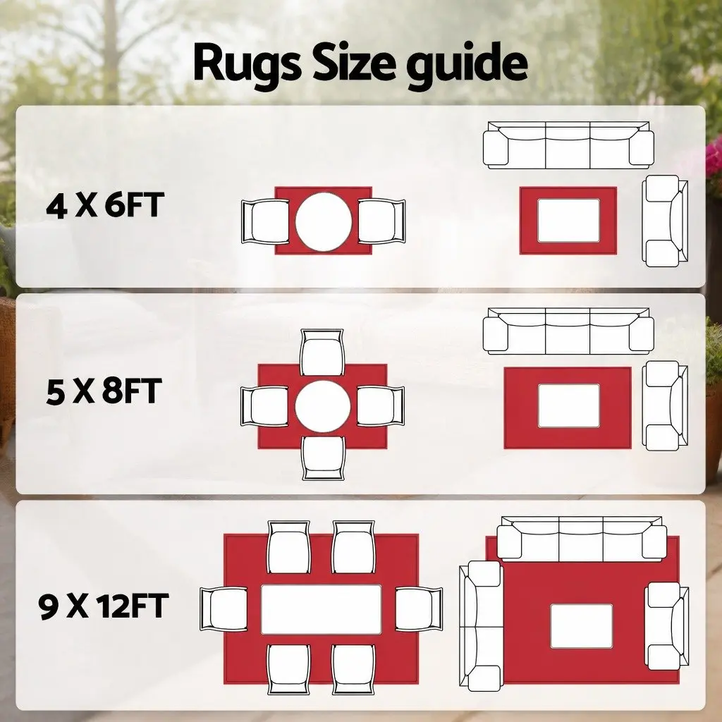 Outdoor Rug Large Reversible Dual-Sided Weather-Resistant Mat Portable Garden