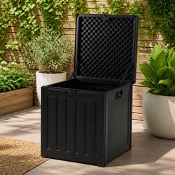 Black Outdoor Storage Box 80L - Garden and Toy Organizer