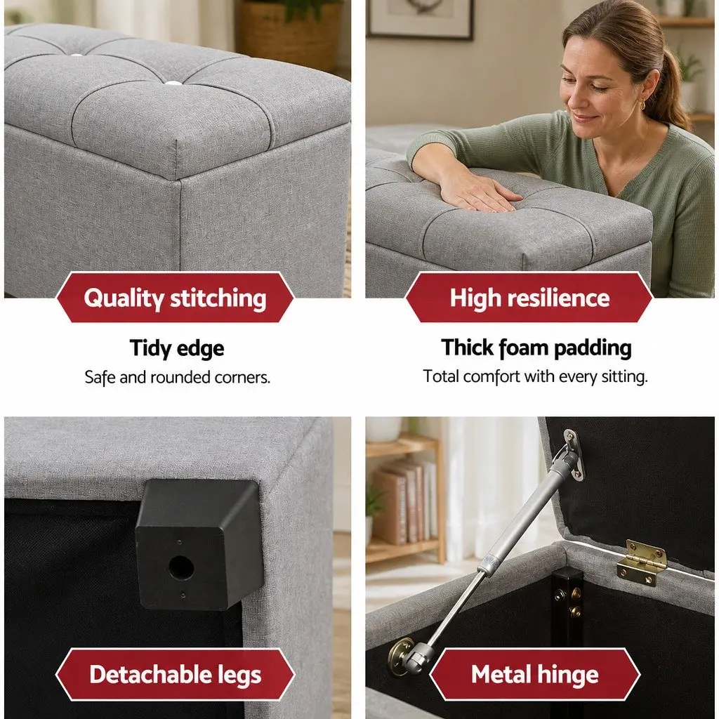 Light Grey Storage Ottoman