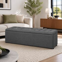 Elevate Your Space with 140cm Dark Grey Storage Ottoman