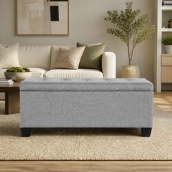 Stylish Light Grey Storage Ottoman for Your Living Space