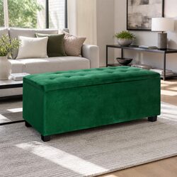 Stylish Green Velvet Ottoman for Organized Living