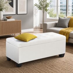 White Faux Leather Ottoman for a Stylish Space