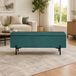 Storage Ottoman Blanket Box 140cm Velvet Green Living Room Footstool