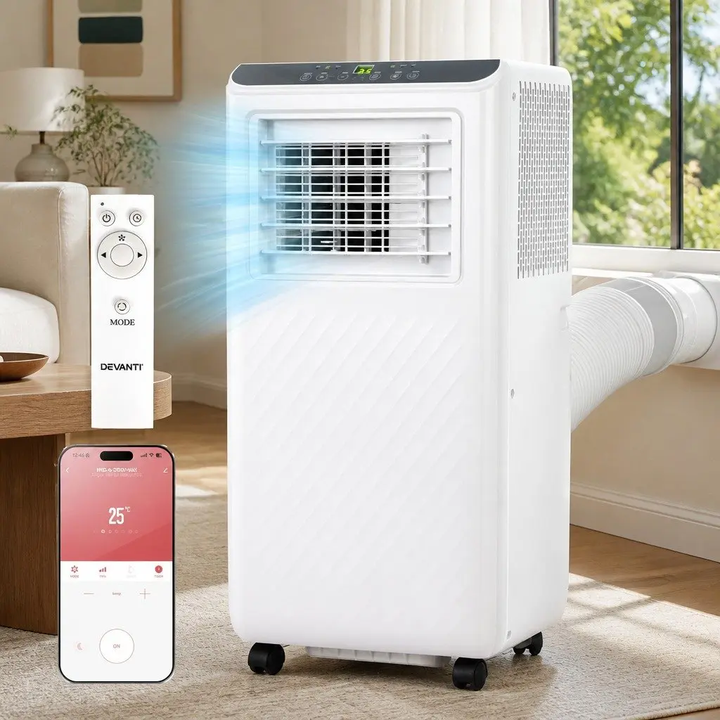 Portable Air Conditioner 7000BTU Cooling Dehumidifier Fan 3-in-1 Unit White