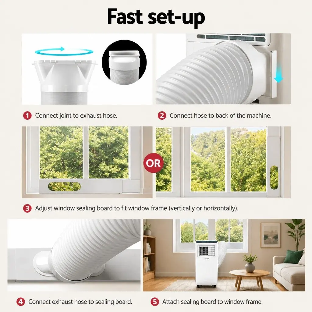 Portable Air Conditioner 7000BTU Cooling Dehumidifier Fan 3-in-1 Unit White