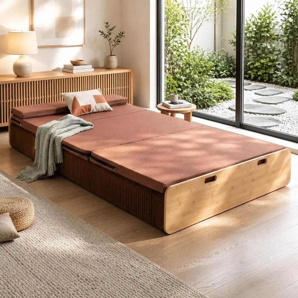 Folding Bed Frame Single 300kg Capacity Converts to Sofa Honeycomb Structure