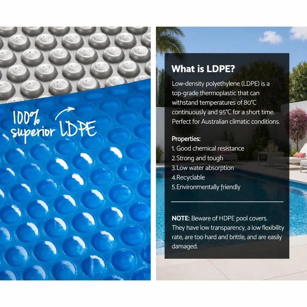 Pool Cover 10x4m Solar Blanket 500 Micron Blue Silver with Aluminium Roller Kit