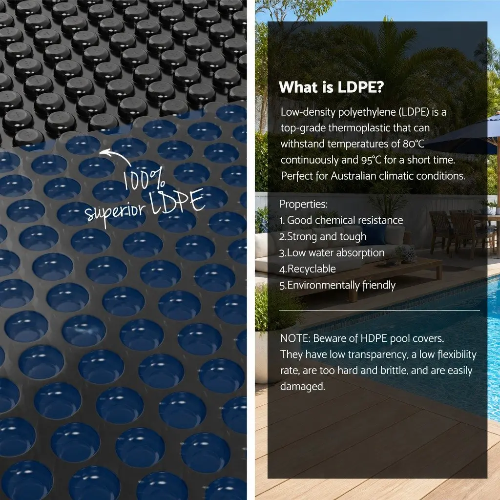 Pool Cover 10x4m 600 Micron Solar Blanket Heat Retention Bubble Blue Black