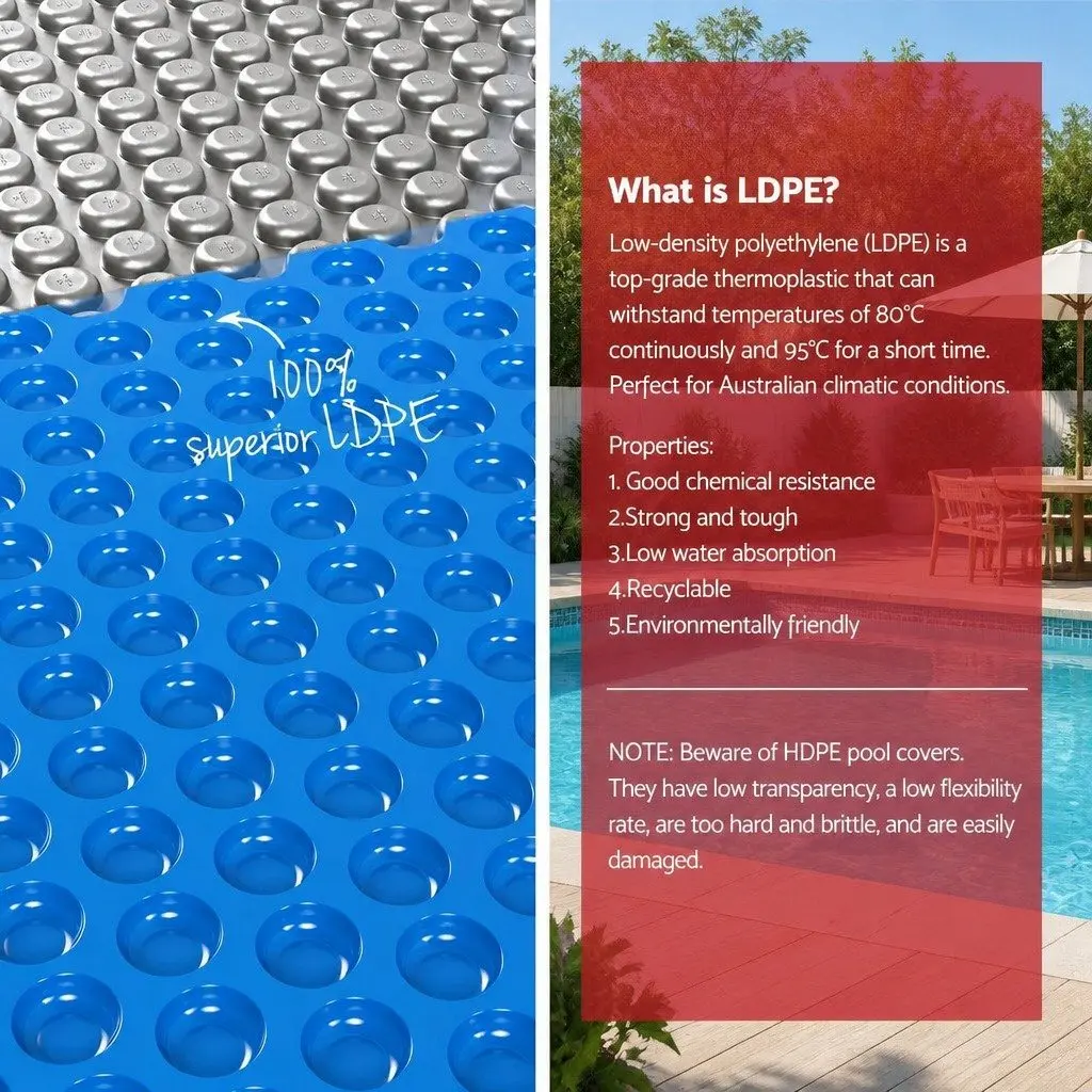 Solar Pool Cover 10.5x4.2m 600 Micron Heat Blanket with Aluminium Roller System