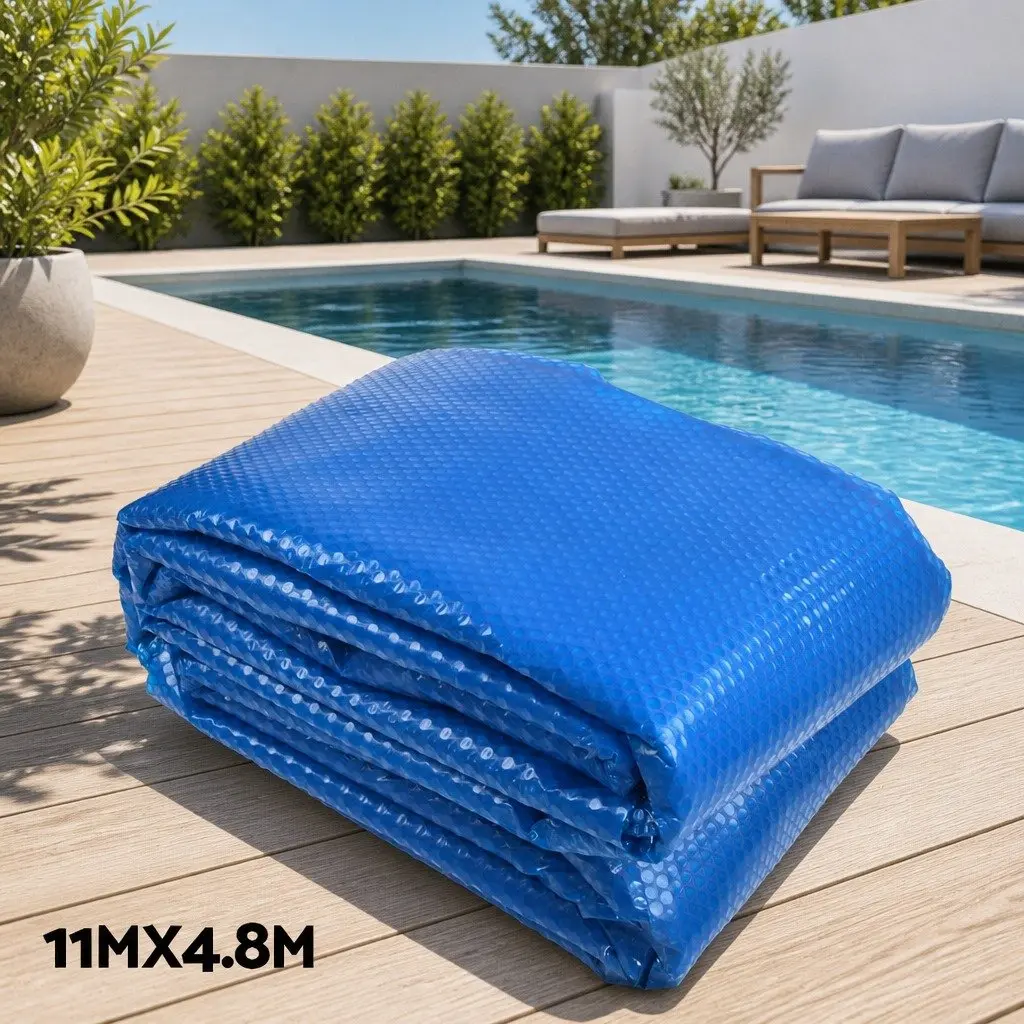 Pool Cover 11x4.8m 500 Micron Solar Blanket Blue with Aluminium Roller